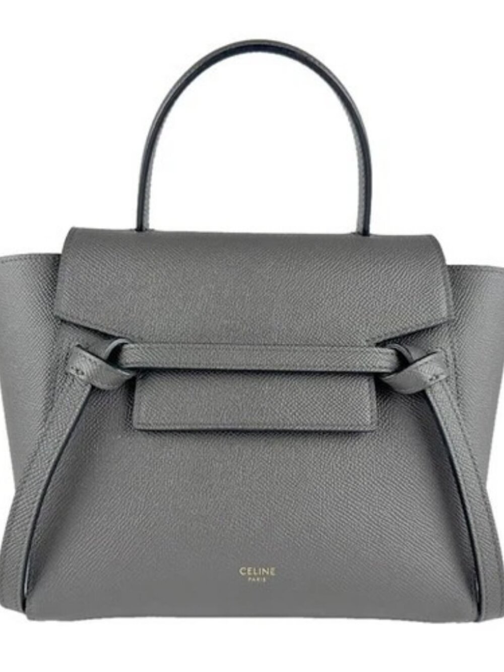 Auth CELINE Belt Bag Nano Handbag Shoulder Bag Gray Leather - z10401